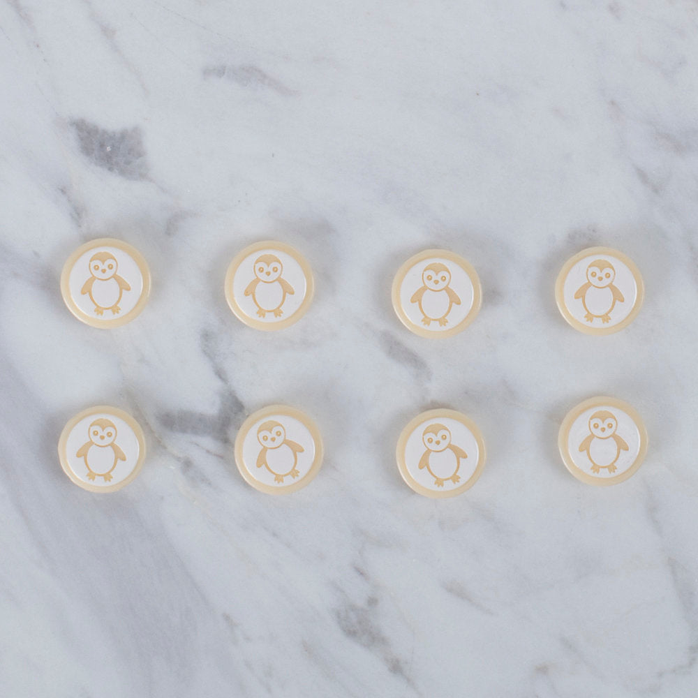 Loren Crafts 8'li Penguen Şekilli Ekru Düğme - 0380